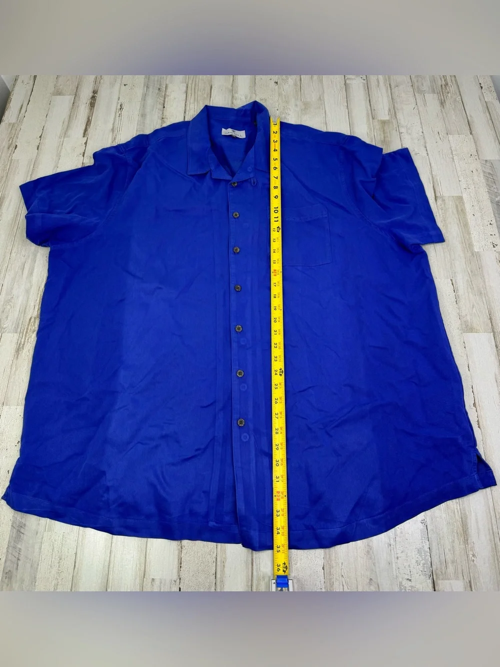 Oak Hill Mens 3XL Blue Short Sleeve Button Down Shirt Rayon Blend
